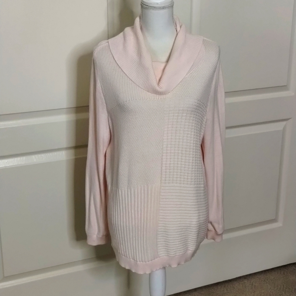 Chico's pale pink lightweight cowl neck sweater long sleeve size 2 large/12